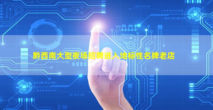 黔西南大型夜场招聘进入地标性名牌老店